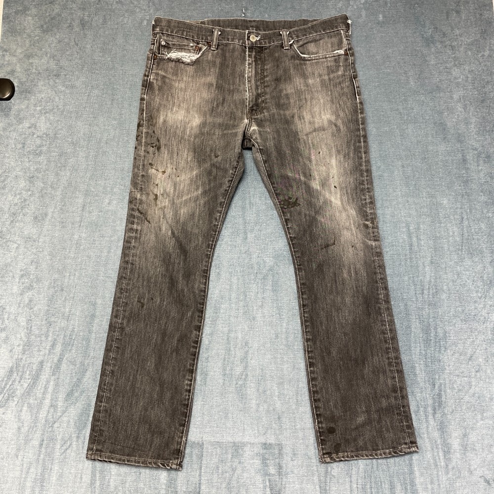 Levi's 513 Jeans Mens 36x32 Gray Denim Logo Flat Front Straight Leg Zip Fly